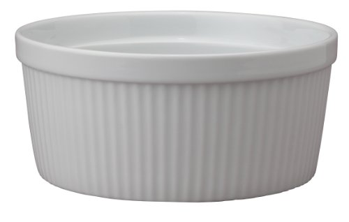 HIC Souffle, Fine White Porcelain, 7.5-Inch, 48-Ounce, 1.5-Quarts Capacity