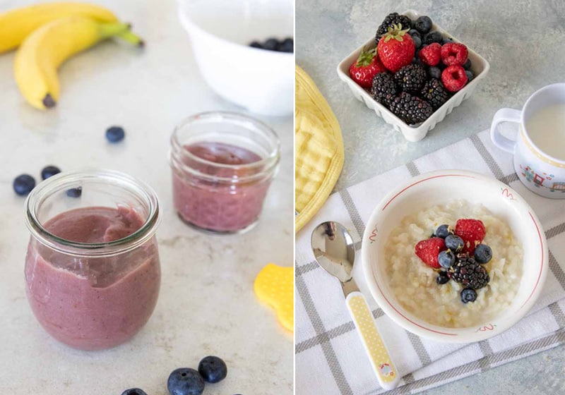 Blueberry Banana Puree and Lemon Berry Risotto from The Instant Pot Baby and Toddler Food Cookbook