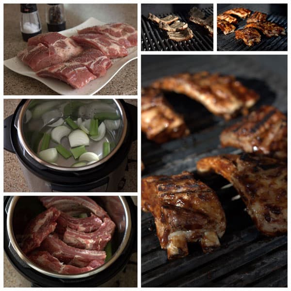 collage showing Make Ahead Pressure Cooker BBQ Baby Back Ribs 