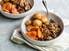 Easy Instant Pot Pot Roast Recipe served in a white bowl