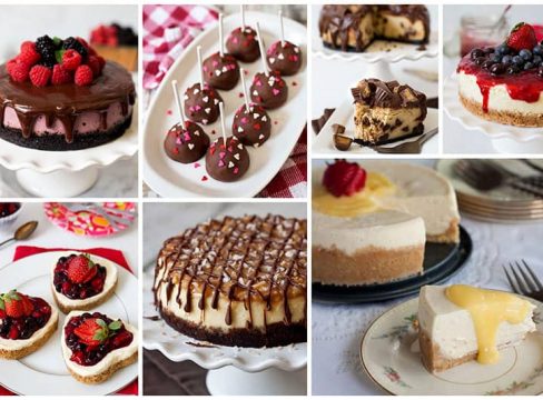 Collage of several of the best Instant Pot Cheesecake Recipes, including raspberry, caramel, and meyer lemon cheesecakes all made in an Instant Pot or electric pressure cooker