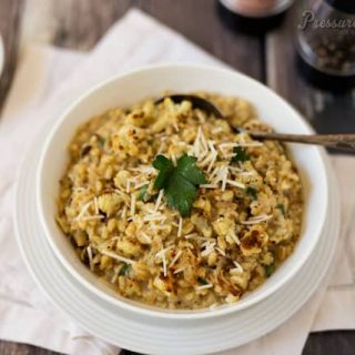 Pressure Cooker (Instant Pot) Roasted Cauliflower Barley Risotto