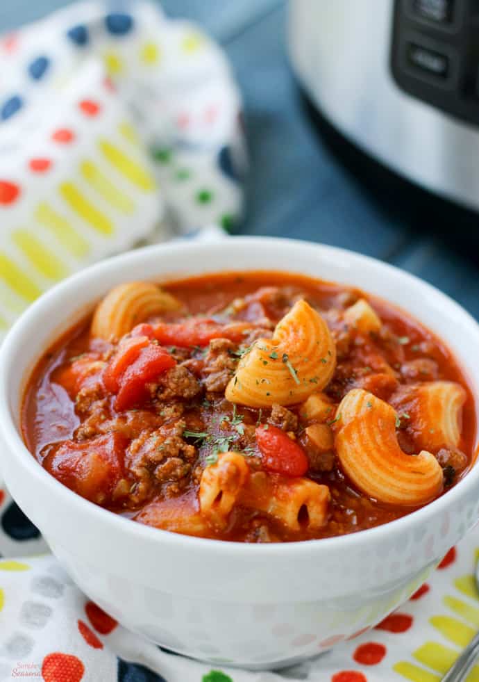 A quick and easy, family friendly Pressure Cooker American Goulash recipe. Whether you make this in your Crockpot Express or other brand of electric pressure cooker, this is one meal your family will ask you to make again and again.