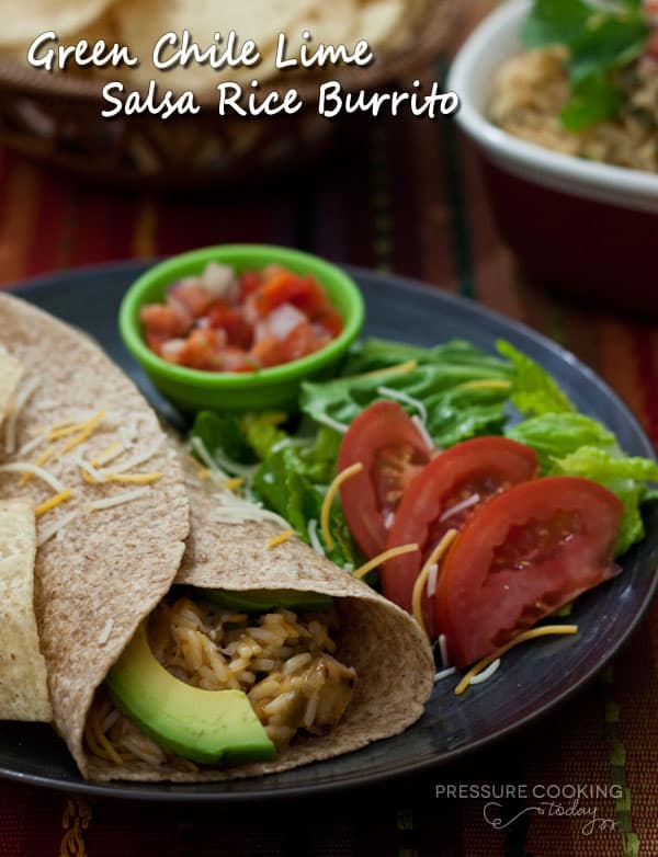 Green Chile Lime Salsa Rice Burrito | Pressure Cooking Today