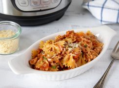Instant Pot Bow Tie Pasta in a Bowl with an Instant Pot