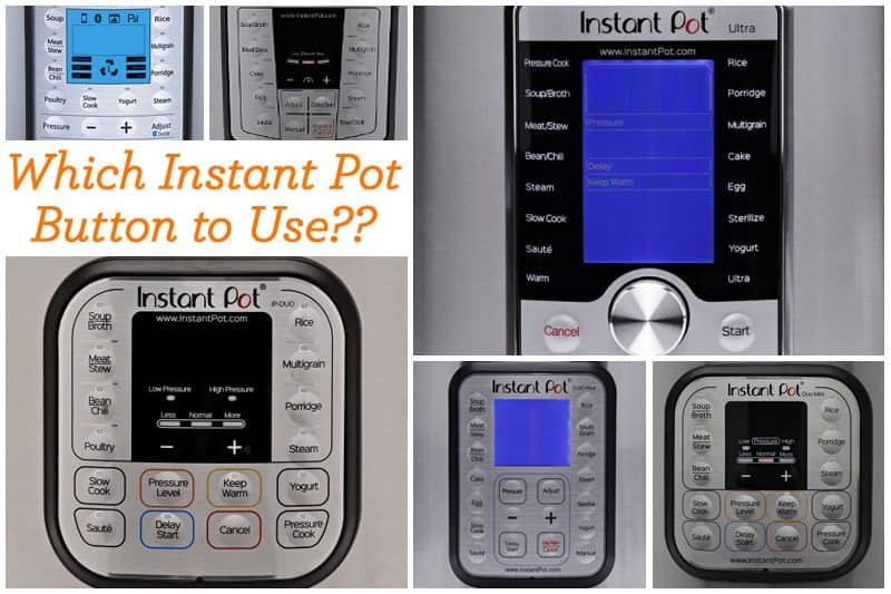 Several models of instant pot and buttons