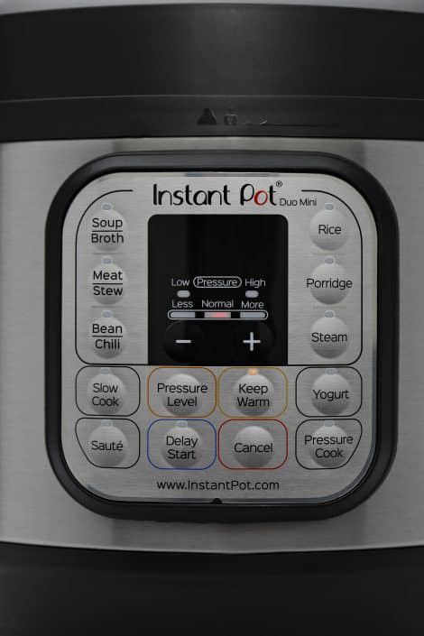 Close up of the buttons on the Instant Pot Mini