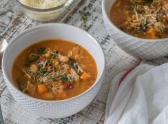 Pressure Cooker (Instant Pot) Ribollita served in two white bowls