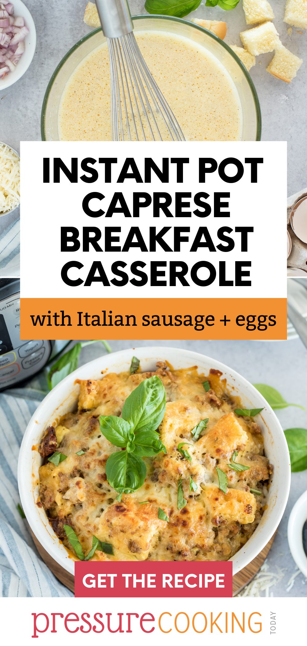 pinterest button for caprese breakfast casserole via @PressureCook2da