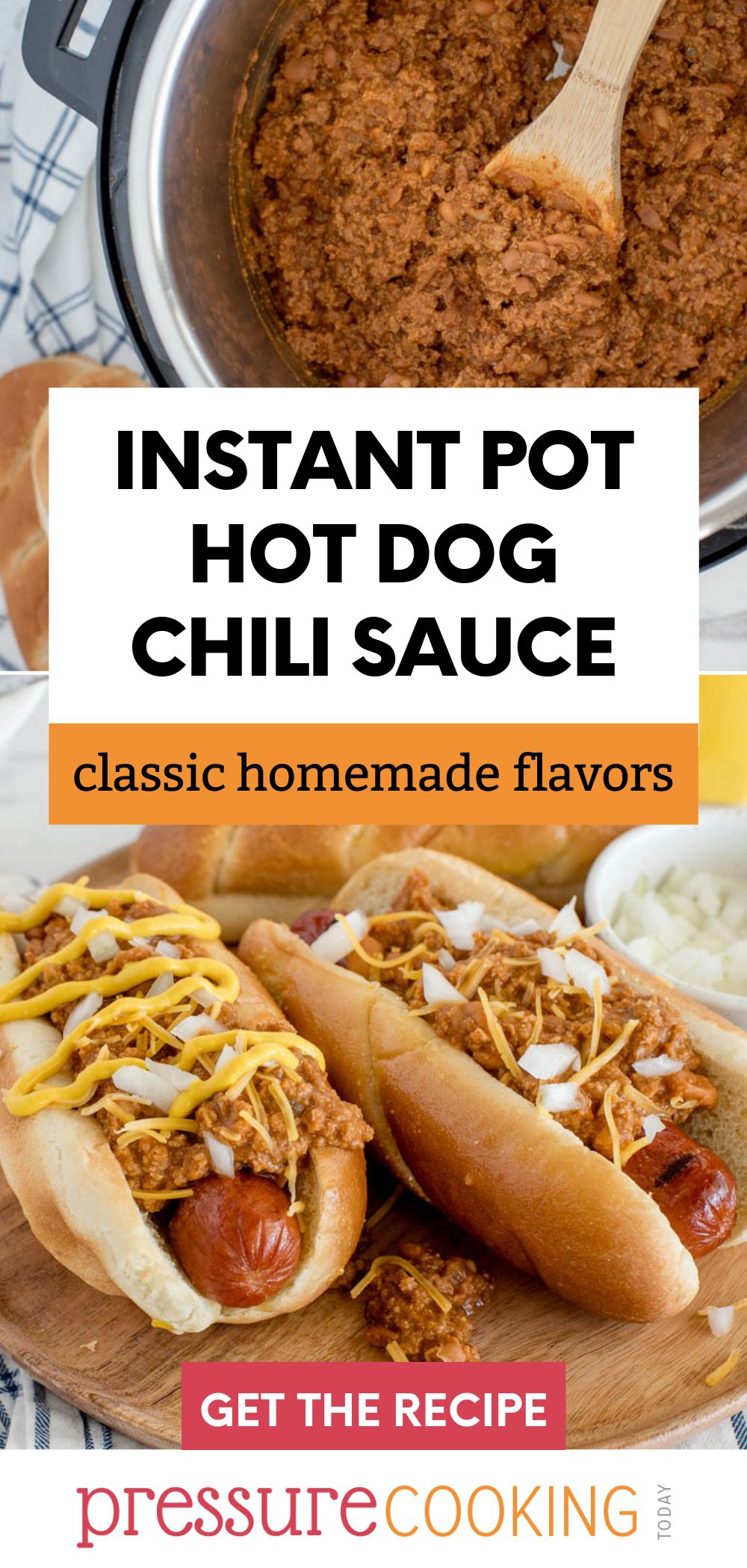 pinterest button for instant pot chili dog sauce via @PressureCook2da