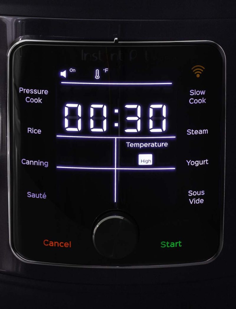 Digital touch screen display for the Instant Pot Pro Plus.