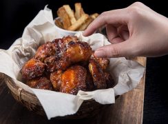 Pressure Cooker BBQ Wings in a basket