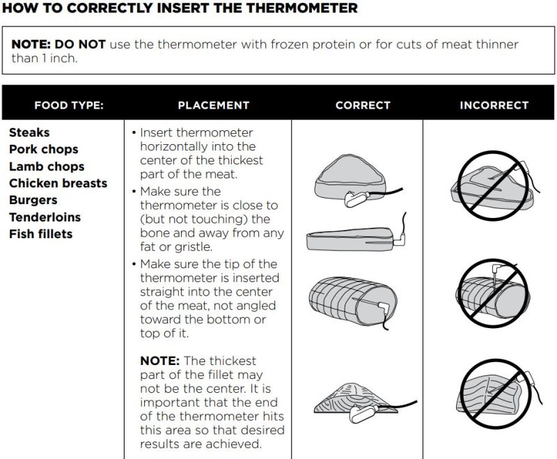 Instructions for using the thermometer with the Ninja Foodi Smart XL.
