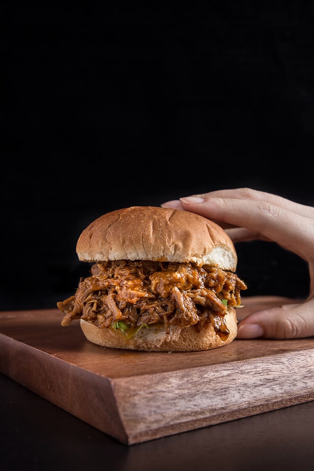 Pressure Cooker Pulled Pork Sandwich