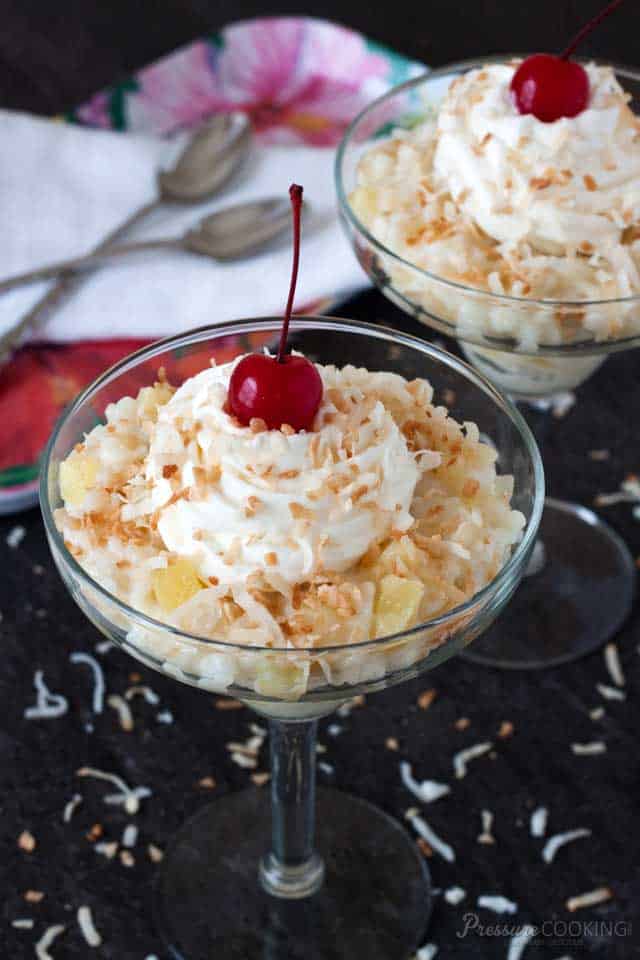 Quick and Easy Pina Colada Rice Pudding recipe from Pressure Cooking Today