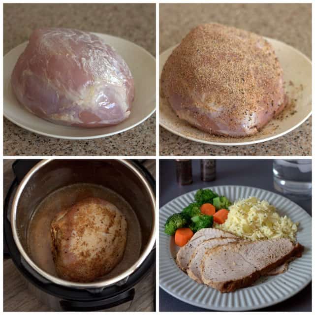 collage of pictures making a Pork Sirloin Tip Roast in the Pressure Cooker