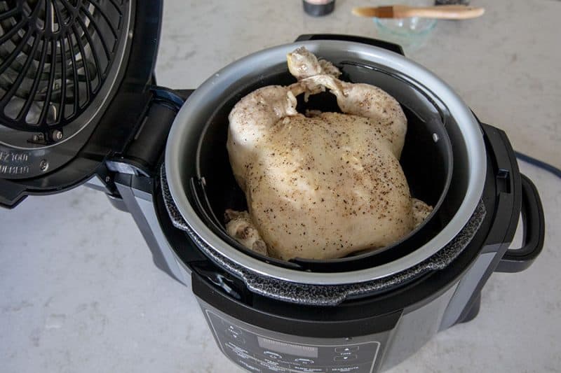 Raw chicken in the Ninja Foodi pressure cooker