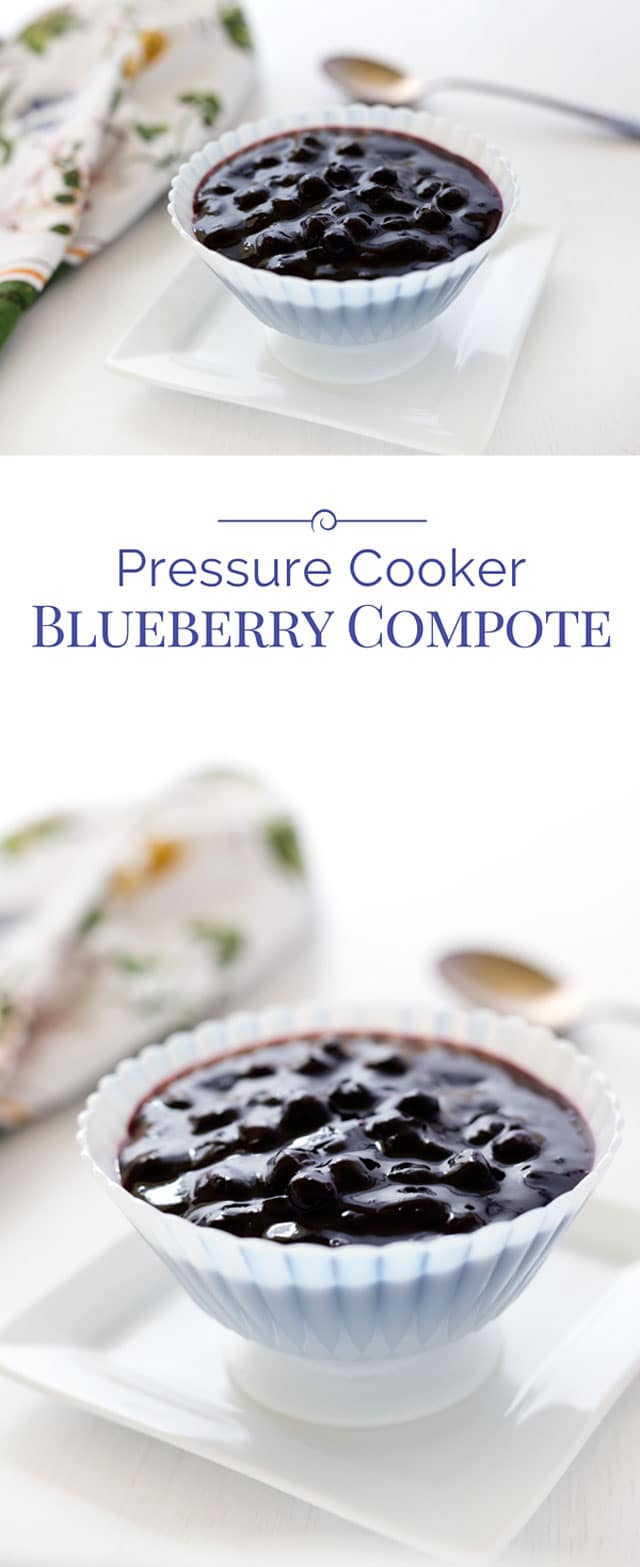 Blueberry compote is quick and easy to make using frozen blueberries. The perfect homemade blueberry compote, made in a flash in an Instant Pot! Make some today to serve over ice cream or add to other dessert recipes. #pressurecooker #instantpot #blueberries #compote #recipe #dessert via @PressureCook2da