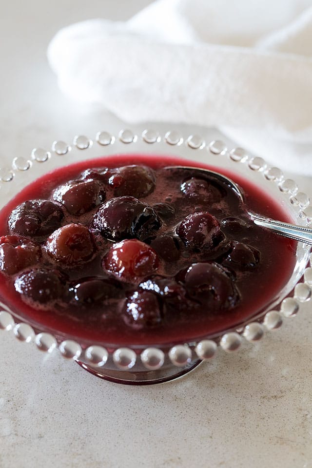 A quick, easy-to-make, delicious Pressure Cooker Cherry Compote made with frozen cherries so you can enjoy it any time of year. 