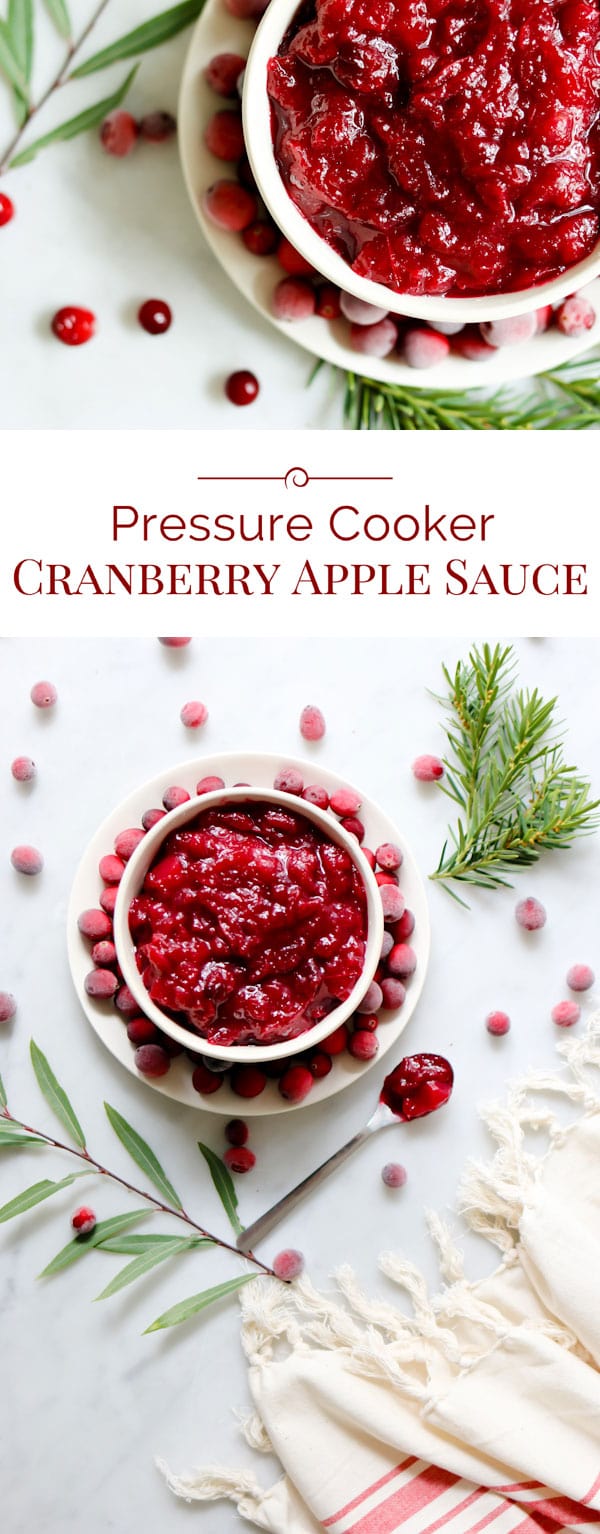 photo collage of Pressure Cooker Cranberry Apple Sauce