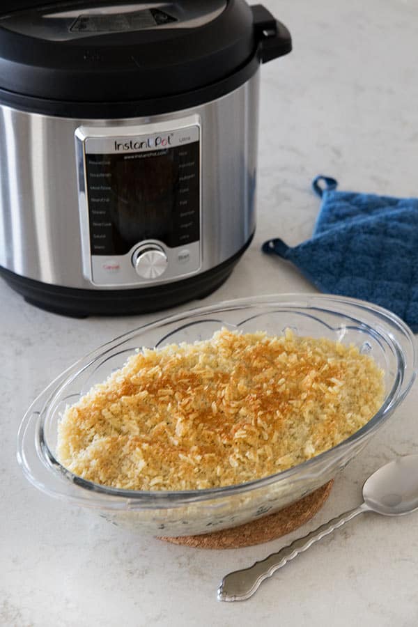 cheesy, breadcrumb topping for pressure cooker hashbrown casserole