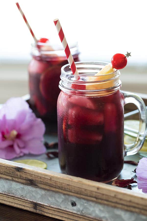 Hibiscus tea is a natural source of Vitamin C and antioxidants, and may&nbsp;lower blood pressure.&nbsp;You can drink it hot or cold.