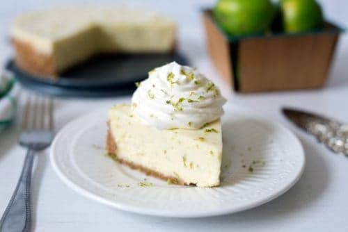 Pressure Cooker Key Lime Pie on a white plate.