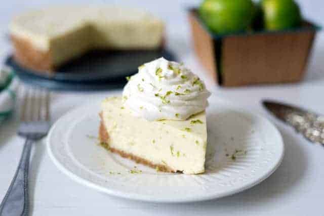 Pressure Cooker Key Lime Pie on a white plate