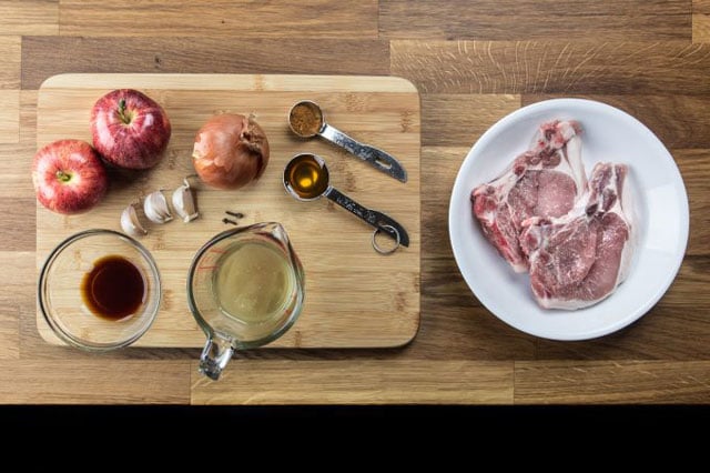 Ingredients to make 1 Minute Pressure Cooker Pork Chops in an Instant Pot