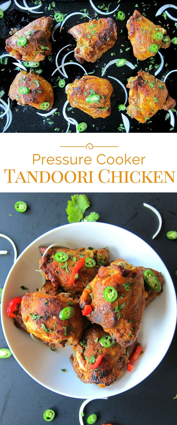 photo collage of Pressure Cooker Tandoori Chicken 