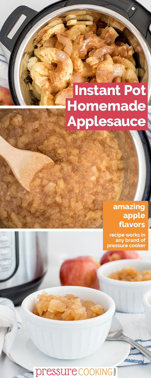 Whether you like applesauce chunky or smooth, plain or cinnamon, you make it perfect in with this easy to make Instant Pot recipe. via @PressureCook2da