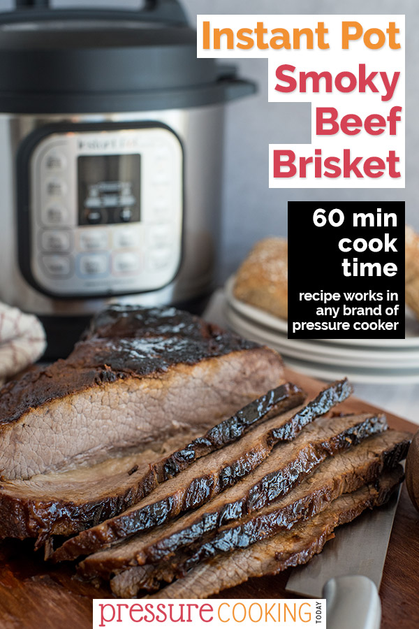 Tender, juicy Instant Pot brisket with a 60 minute cook time! via @PressureCook2da