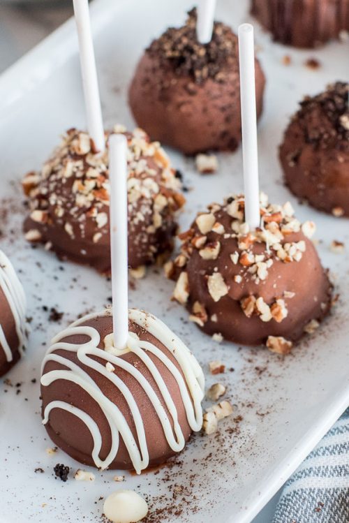 Close up of Instant Pot cheesecake pops.