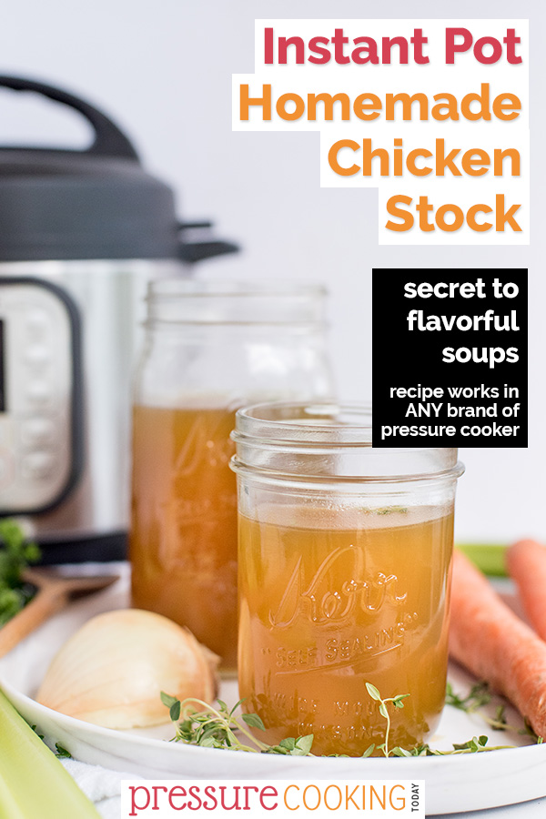 This easy Instant pot Homemade Chicken Stock is your secret ingredient to making flavorful soups and broths. via @PressureCook2da