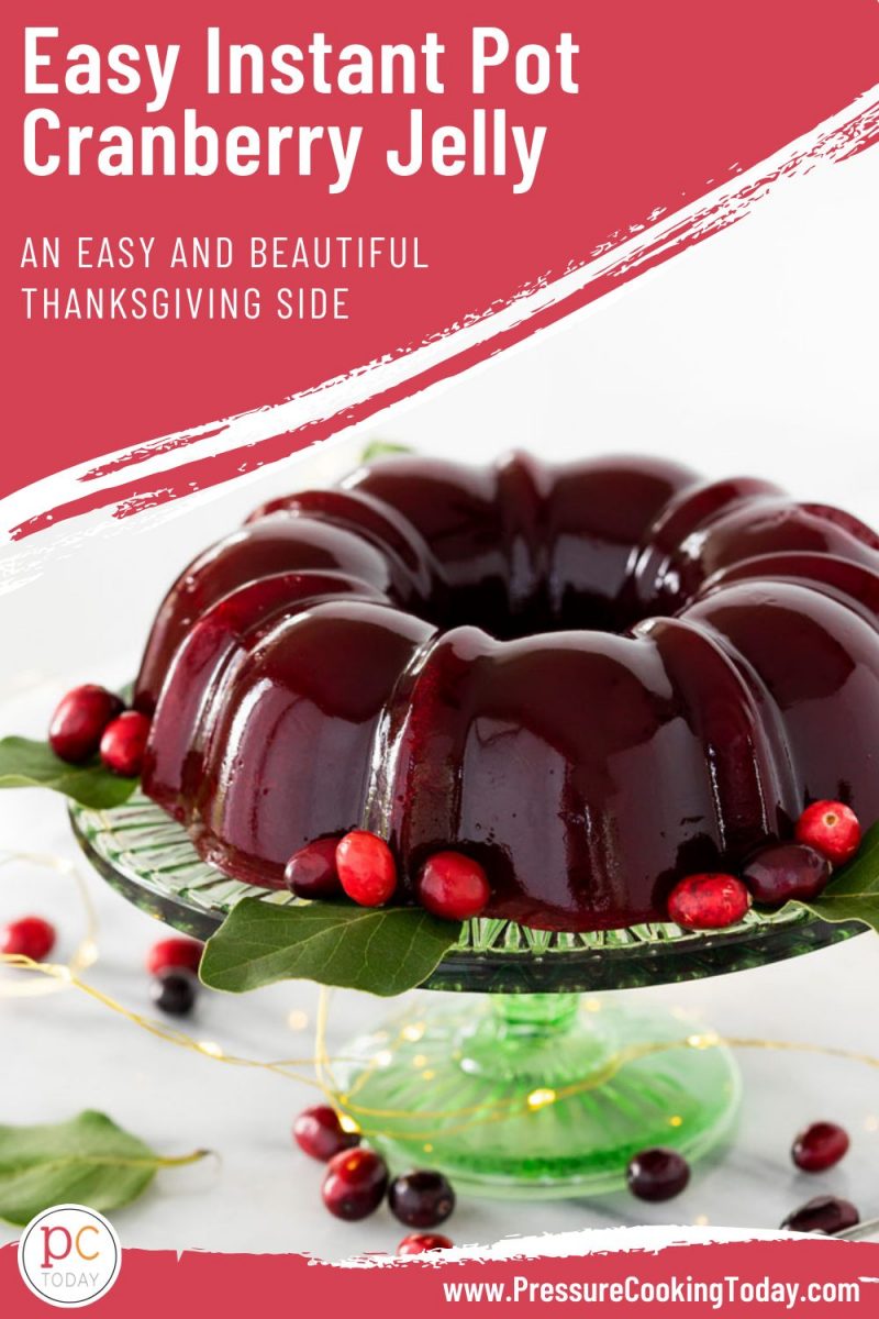 pinterest button for easy instant pot cranberry jelly in a bundt pan