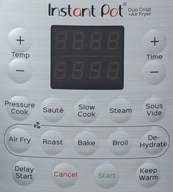 Button panel on the InstaPot Duo Crisp