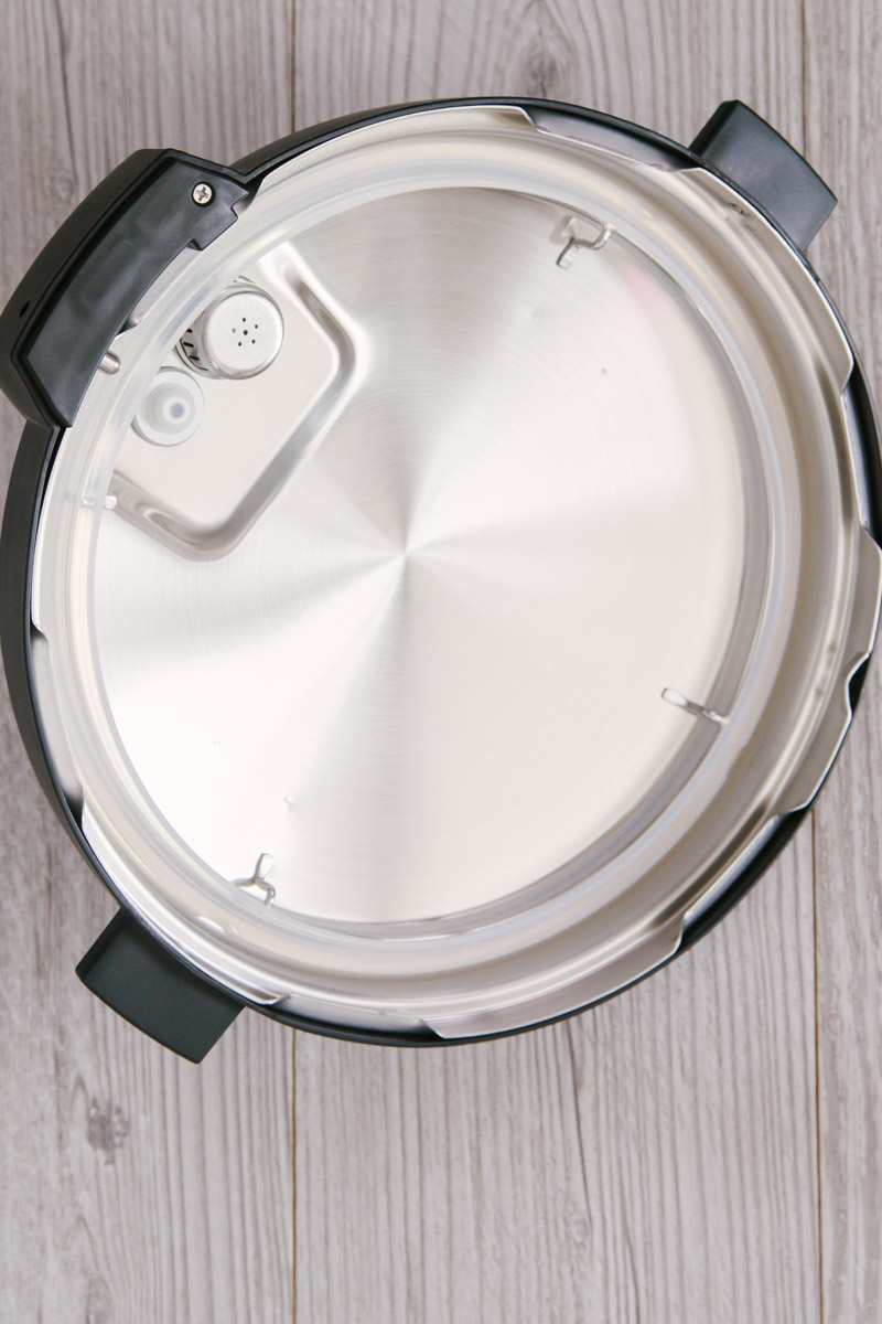 overhead shot of the underside of the lid on the Instant Pot Duo Gourmet