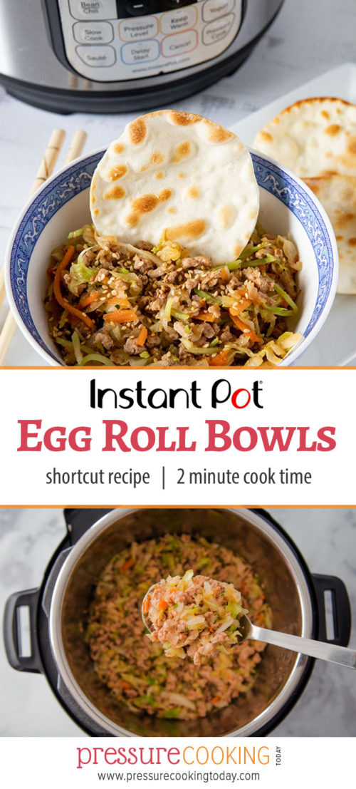 Instant Pot Egg Roll Bowls collage for pinterest