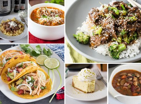 A bunch of different types of food on a plate, with Beef and Leftovers