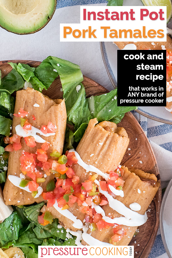 This Pork Tamale recipe tastes AMAZING! Plus, steaming your tamales in the Instant Pot doesn't heat up your house! via @PressureCook2da