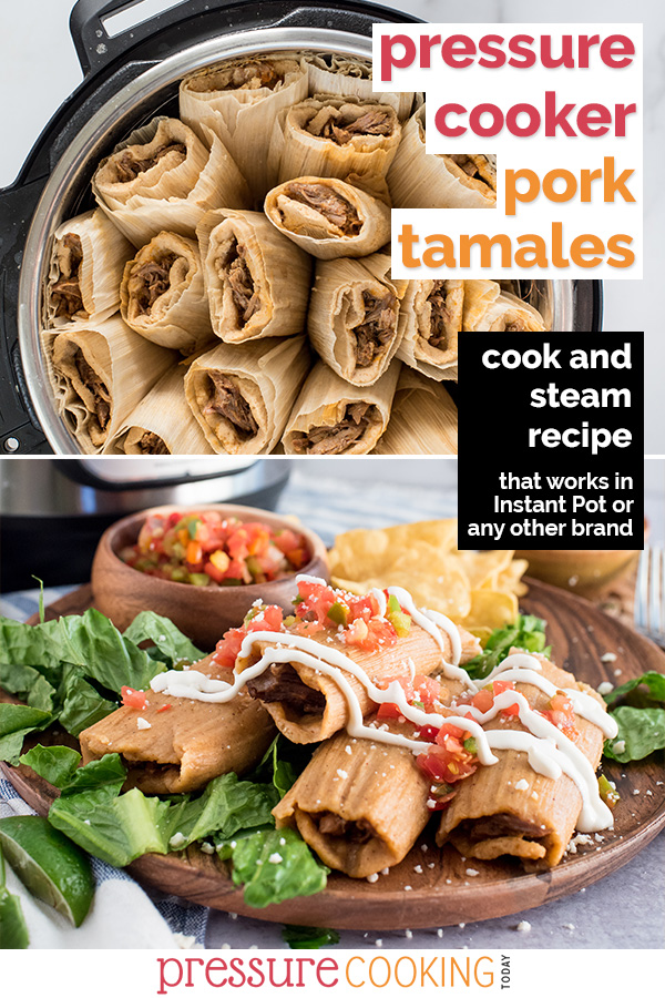 This Pork Tamale recipe tastes AMAZING! Plus, steaming your tamales in the Instant Pot doesn't heat up your house! via @PressureCook2da