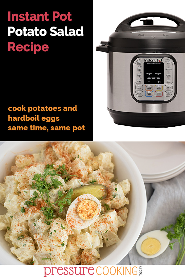 collage of an Instant Pot and potato salad in a bowl