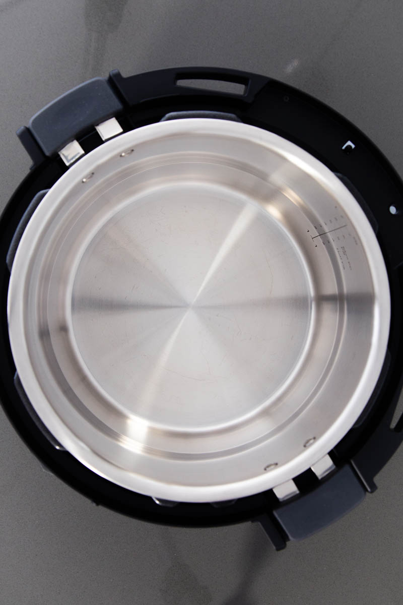 A top-down view into the Instant Pot Pro cooking pot.