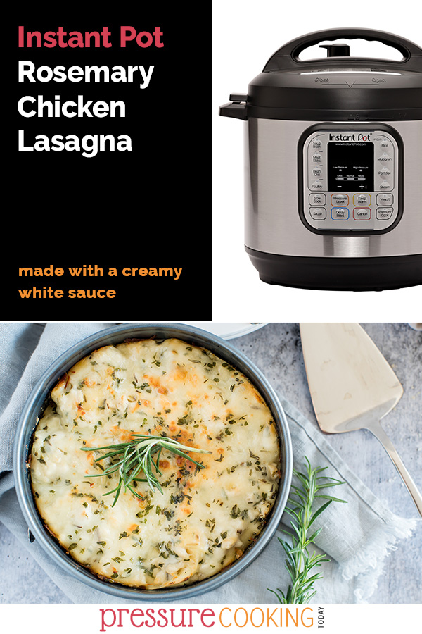 This Instant Pot Rosemary Chicken Lasagna is a fun twist on an Italian classic, made with a creamy white sauce, ground chicken, rosemary, and lots of cheese. Recipe works in any brand of pressure cooker, including the Ninja Foodi, Mealthy MultiPot, and Power Pressure Cooker XL. via @PressureCook2da