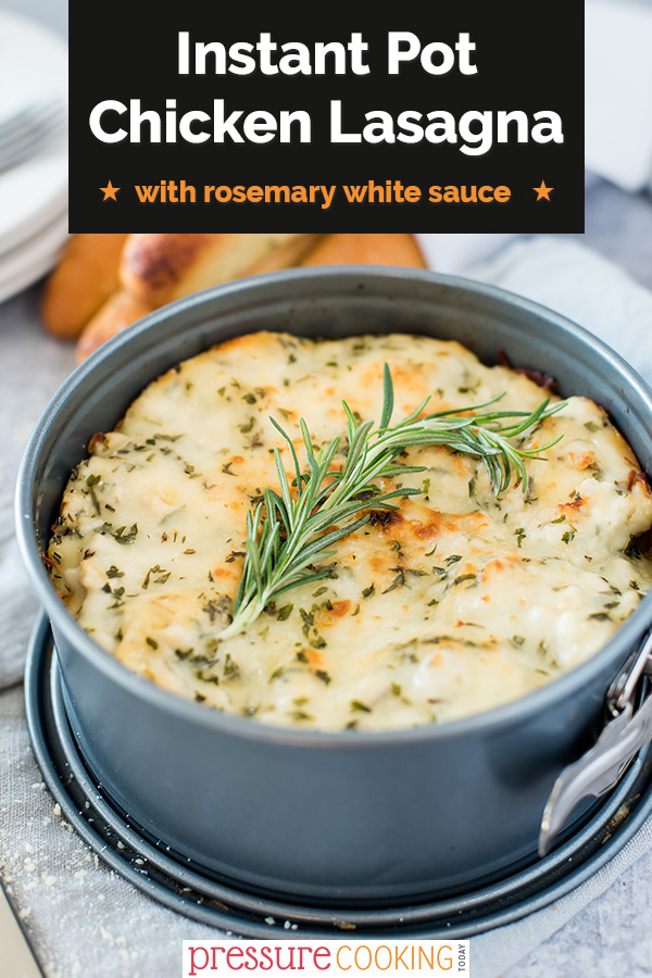This Instant Pot Rosemary Chicken Lasagna is a fun twist on an Italian classic, made with a creamy white sauce, ground chicken, rosemary, and lots of cheese. Recipe works in any brand of pressure cooker, including the Ninja Foodi, Mealthy MultiPot, and Power Pressure Cooker XL. via @PressureCook2da