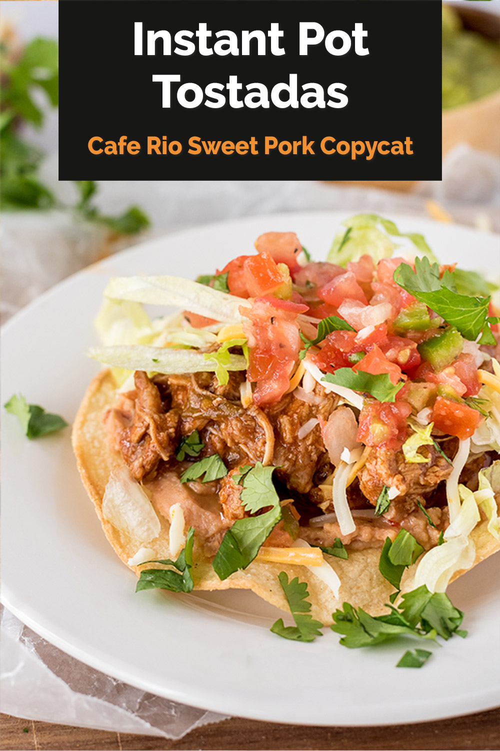 You can use this copycat Café Rio sweet pork recipe to make amazing tostadas, burritos, or salads in your Instant Pot. #pressurecookingtoday via @PressureCook2da