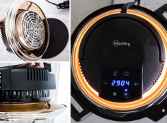 Collage of the Mealthy Crisp Lid - Air Fryer Lid for Electric Pressure Cookers