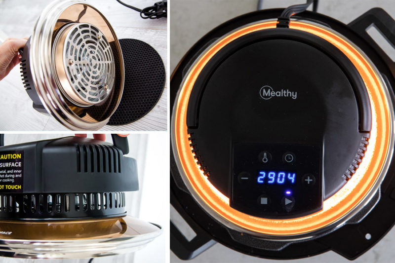 Collage of the Mealthy Crisp Lid - Air Fryer Lid for Electric Pressure Cookers