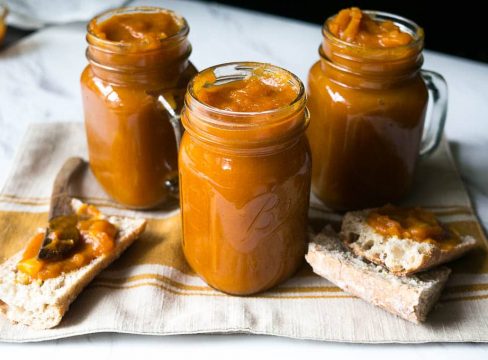 3 Mason Jars of Pressure Cooker (Instant Pot) Spiced Pumpkin Apple Butter