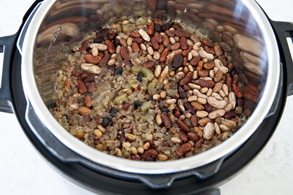 Soaked beans for Instant Pot Cajun 15 Bean Soup with Rice and Sausage